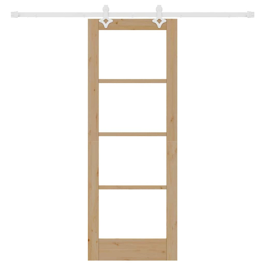Schuifdeur Naturel 73,5 X 198,5 Cm Massief Grenenhout En Glas