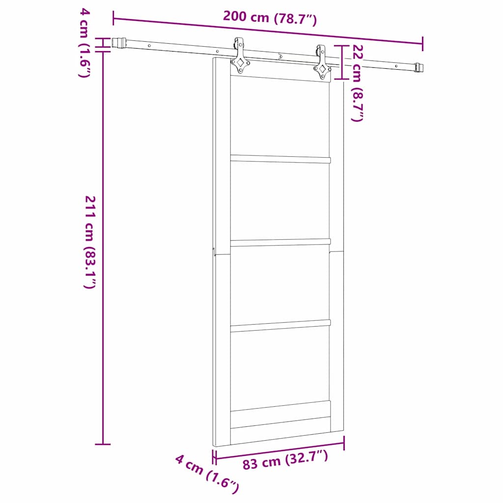 Schuifdeur Hout En Metaal Wit 83 x 211 cm