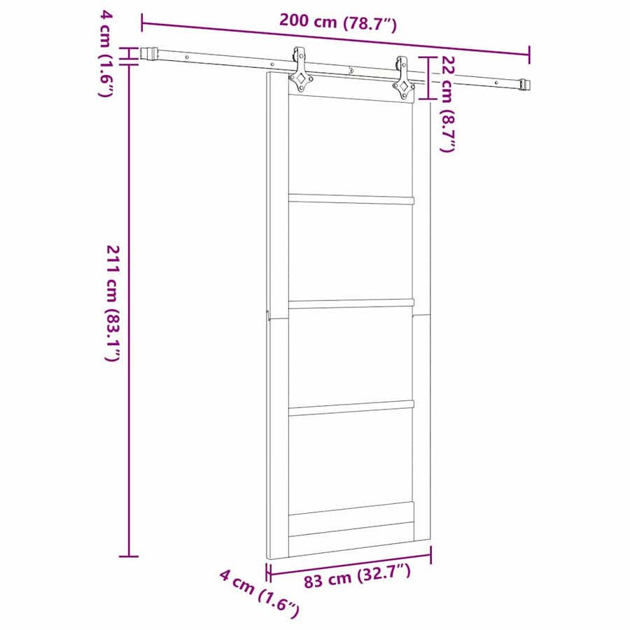 Schuifdeur Hout En Metaal Wit 83 x 211 cm