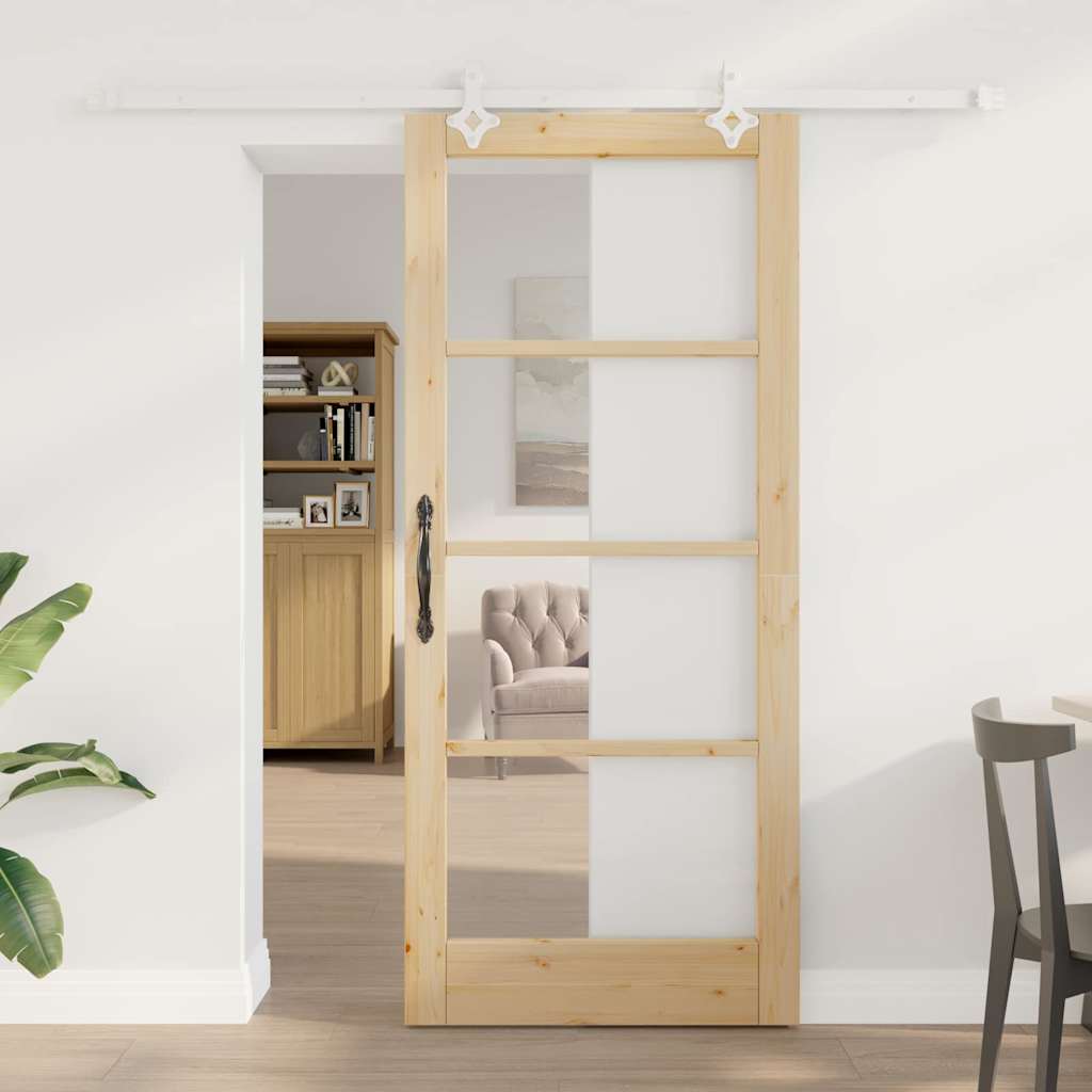 Schuifdeur Naturel 86 x 198,5 cm Massief grenenhout en glas
