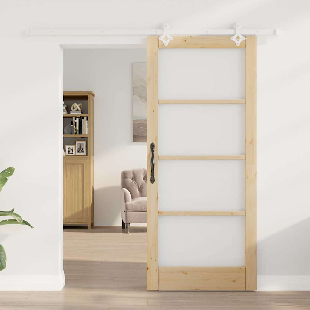 Schuifdeur Naturel 86 x 198,5 cm Massief grenenhout en glas
