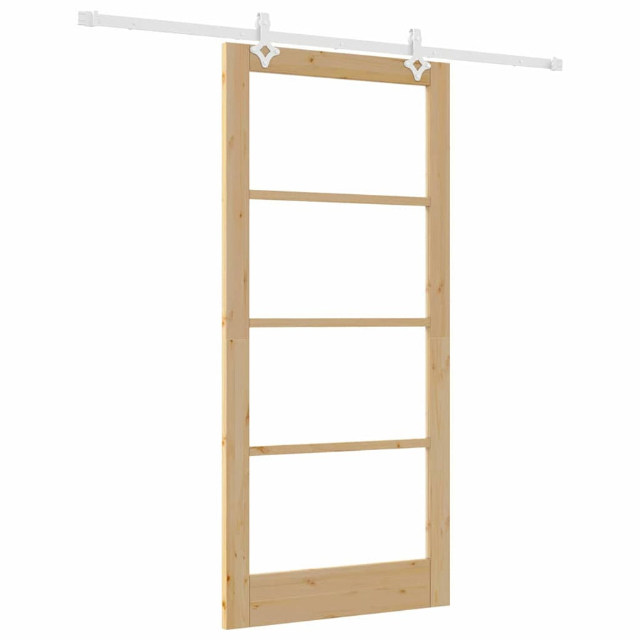 Schuifdeur Bruin Hout En Metaal Natuurlijk En Wit 93 x 202 cm