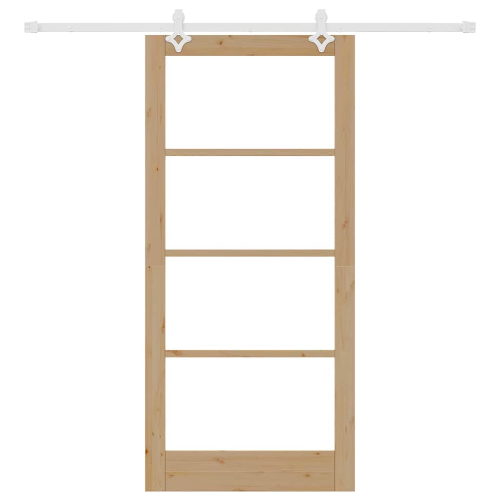 Schuifdeur Bruin Hout En Metaal Natuurlijk En Wit 93 x 202 cm