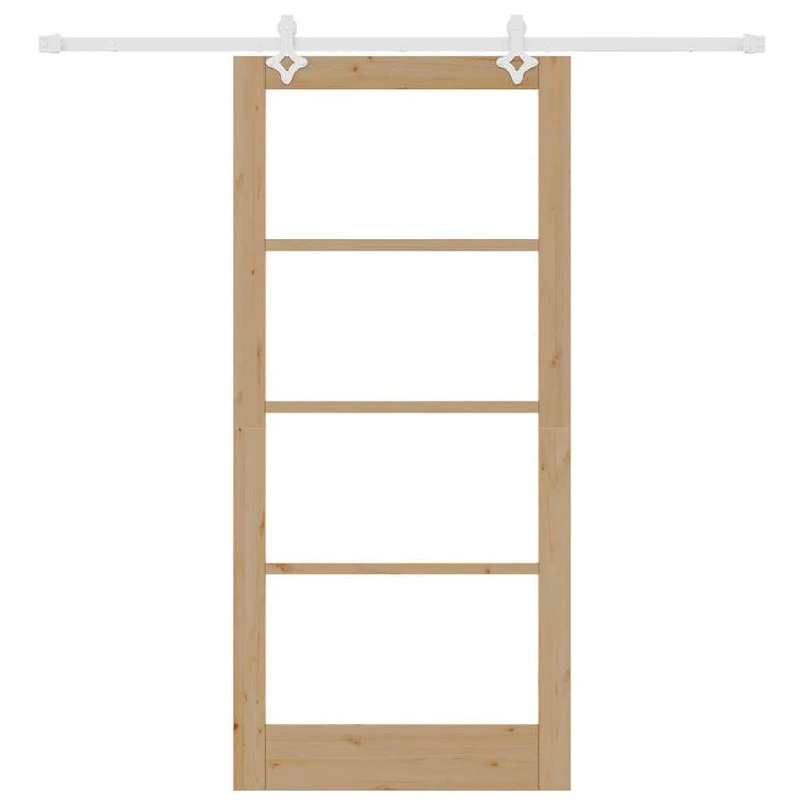 Schuifdeur Bruin Hout En Metaal Natuurlijk En Wit 93 x 202 cm