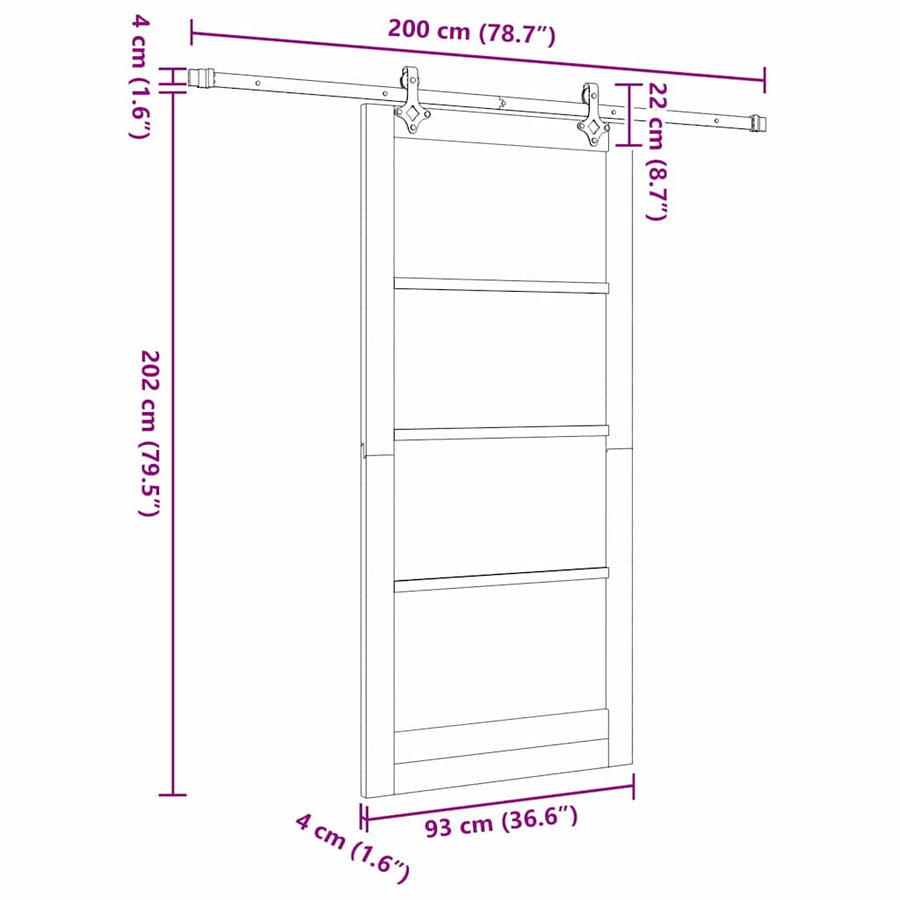 Schuifdeur Hout En Metaal Wit 93 x 202 cm