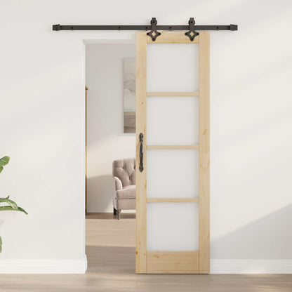 Schuifdeur Naturel 61 X 198,5 Cm Massief Grenenhout En Glas