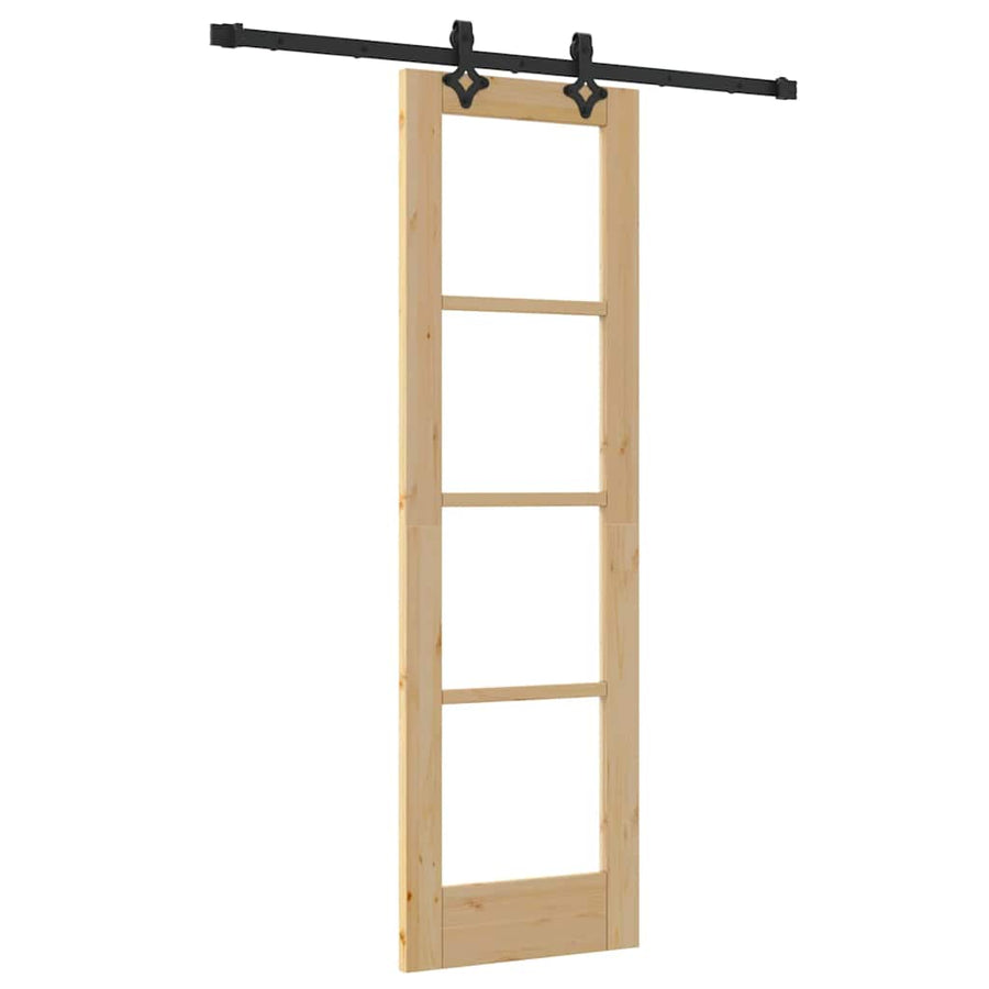 Schuifdeur Naturel 61 X 198,5 Cm Massief Grenenhout En Glas