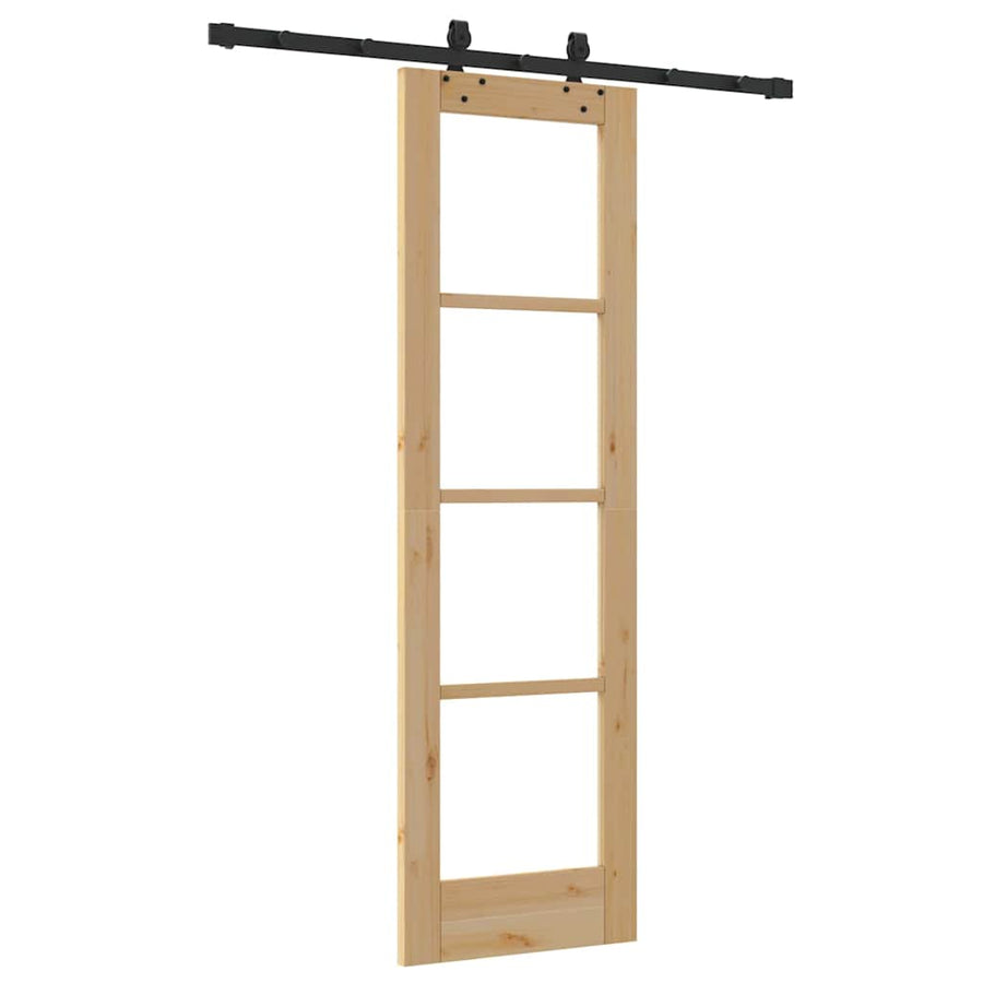 Schuifdeur Naturel 61 X 198,5 Cm Massief Grenenhout En Glas