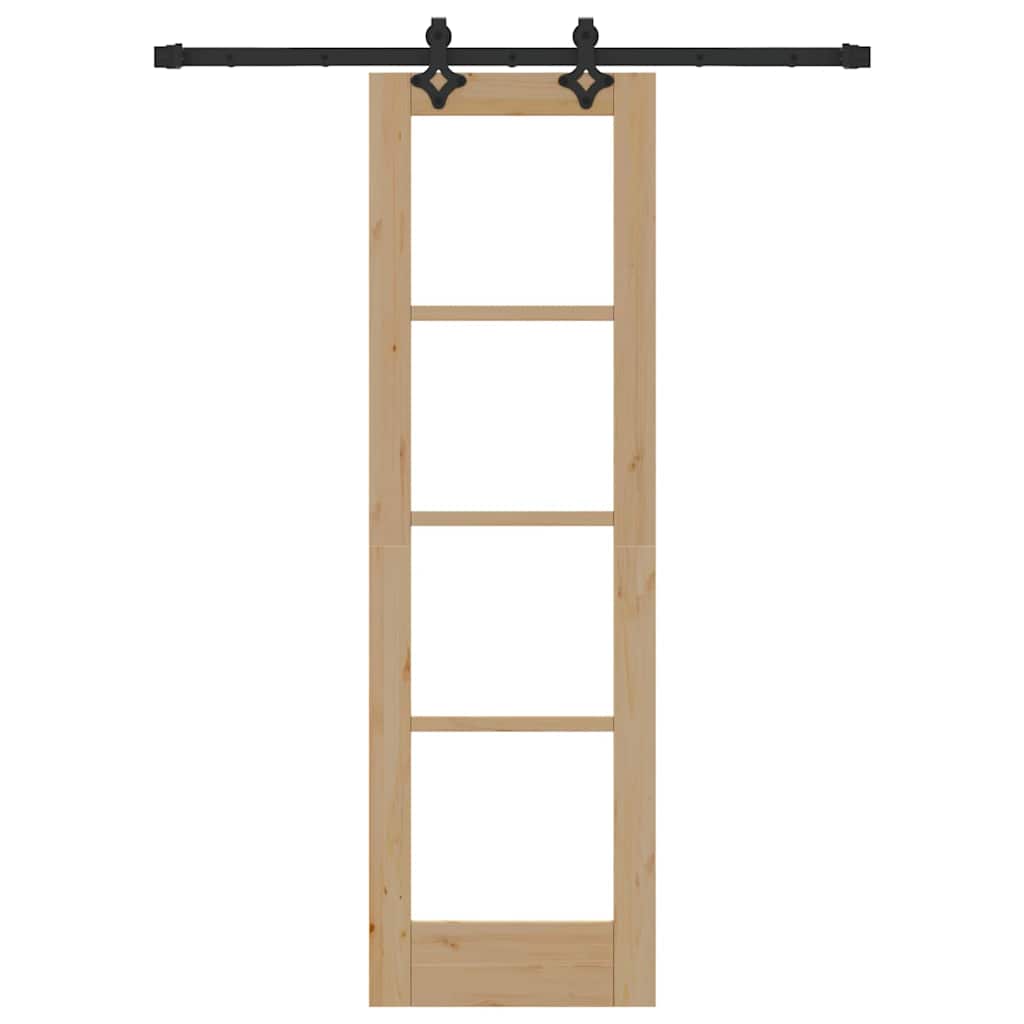 Schuifdeur Naturel 61 X 198,5 Cm Massief Grenenhout En Glas