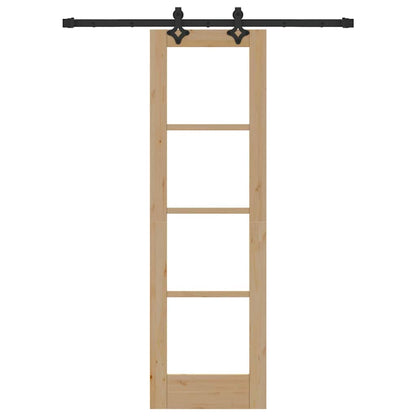 Schuifdeur Naturel 61 X 198,5 Cm Massief Grenenhout En Glas