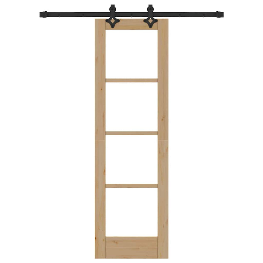 Schuifdeur Naturel 61 X 198,5 Cm Massief Grenenhout En Glas