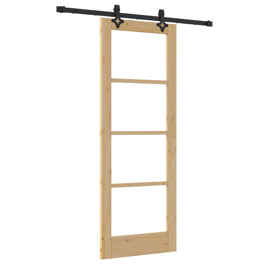 Schuifdeur Naturel 73,5 X 198,5 Cm Massief Grenenhout En Glas