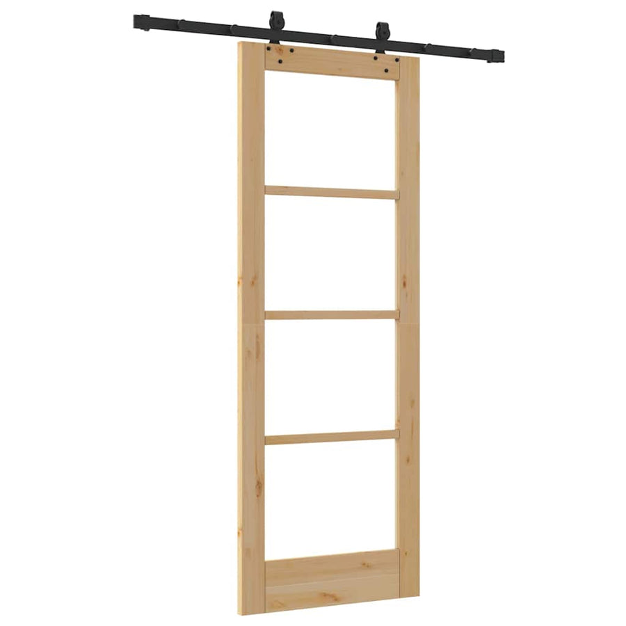 Schuifdeur Naturel 73,5 X 198,5 Cm Massief Grenenhout En Glas