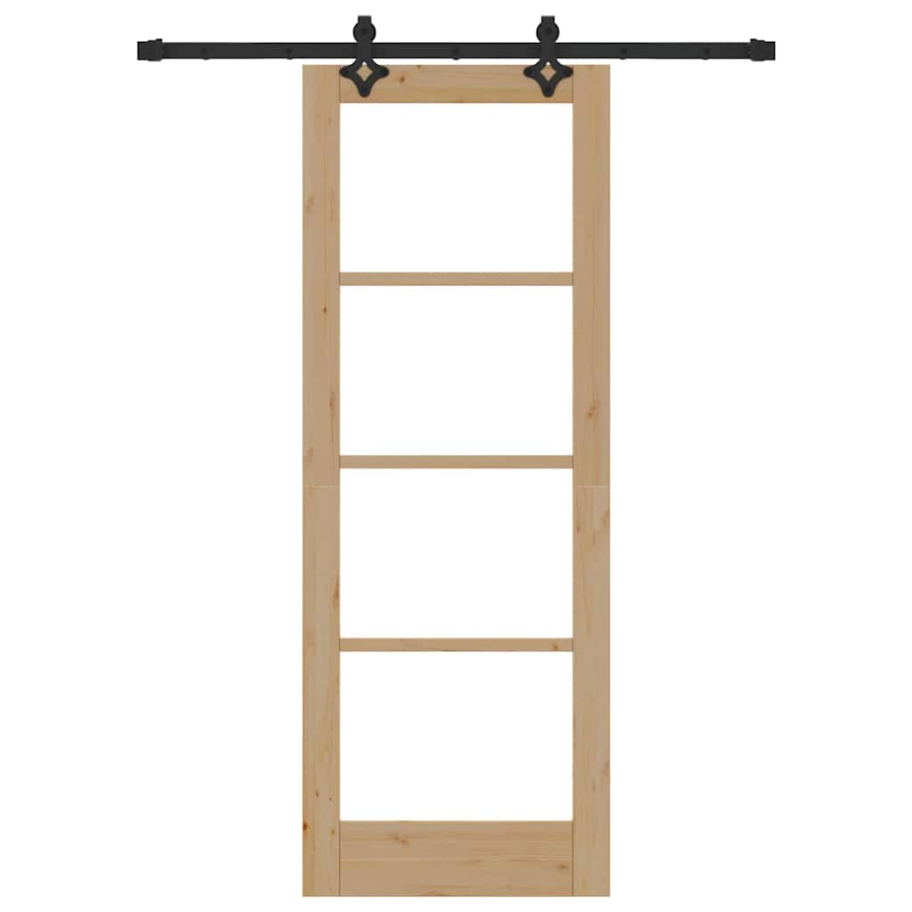 Schuifdeur Naturel 73,5 X 198,5 Cm Massief Grenenhout En Glas