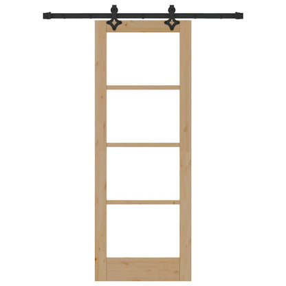 Schuifdeur Naturel 73,5 X 198,5 Cm Massief Grenenhout En Glas