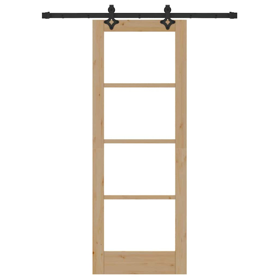 Schuifdeur Naturel 73,5 X 198,5 Cm Massief Grenenhout En Glas