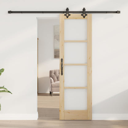 Schuifdeur Naturel 61 X 198,5 Cm Massief Grenenhout En Glas