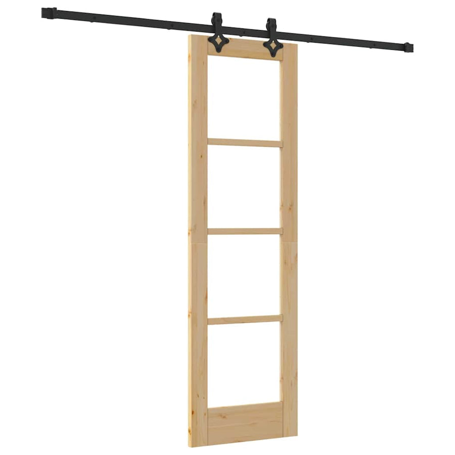 Schuifdeur Naturel 61 X 198,5 Cm Massief Grenenhout En Glas