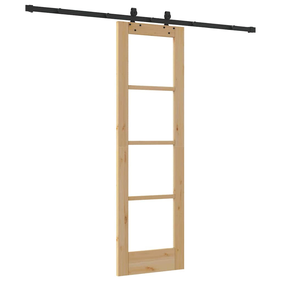 Schuifdeur Naturel 61 X 198,5 Cm Massief Grenenhout En Glas