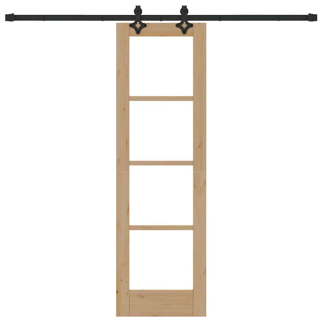 Schuifdeur Naturel 61 X 198,5 Cm Massief Grenenhout En Glas