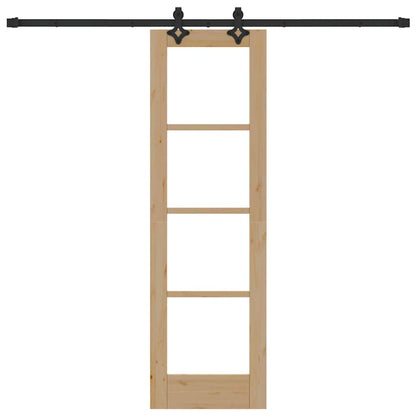 Schuifdeur Naturel 61 X 198,5 Cm Massief Grenenhout En Glas