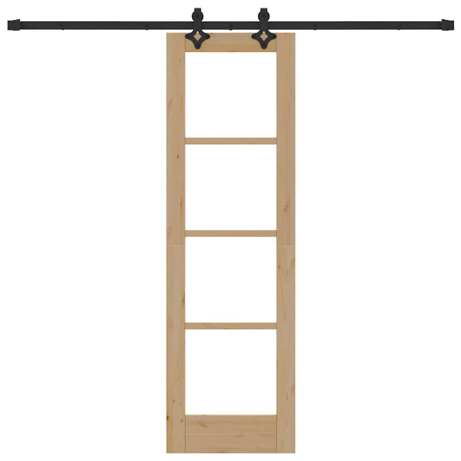 Schuifdeur Naturel 61 X 198,5 Cm Massief Grenenhout En Glas