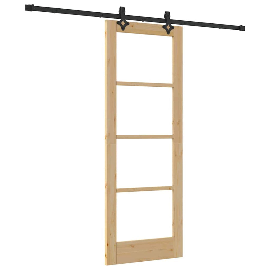 Schuifdeur Naturel 73,5 X 198,5 Cm Massief Grenenhout En Glas