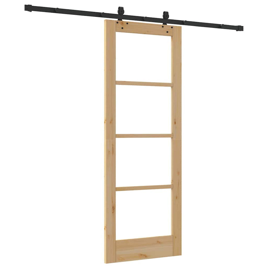 Schuifdeur Naturel 73,5 X 198,5 Cm Massief Grenenhout En Glas
