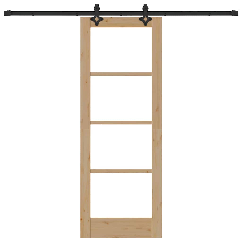 Schuifdeur Naturel 73,5 X 198,5 Cm Massief Grenenhout En Glas