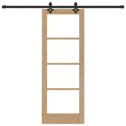 Schuifdeur Naturel 73,5 X 198,5 Cm Massief Grenenhout En Glas