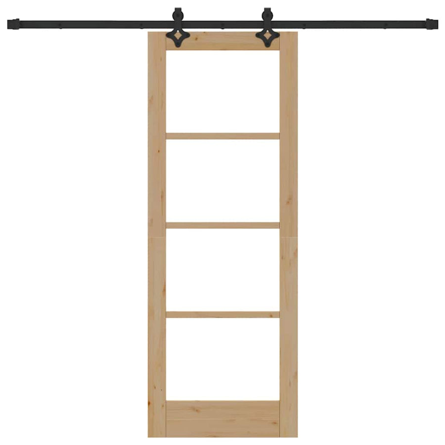 Schuifdeur Naturel 73,5 X 198,5 Cm Massief Grenenhout En Glas