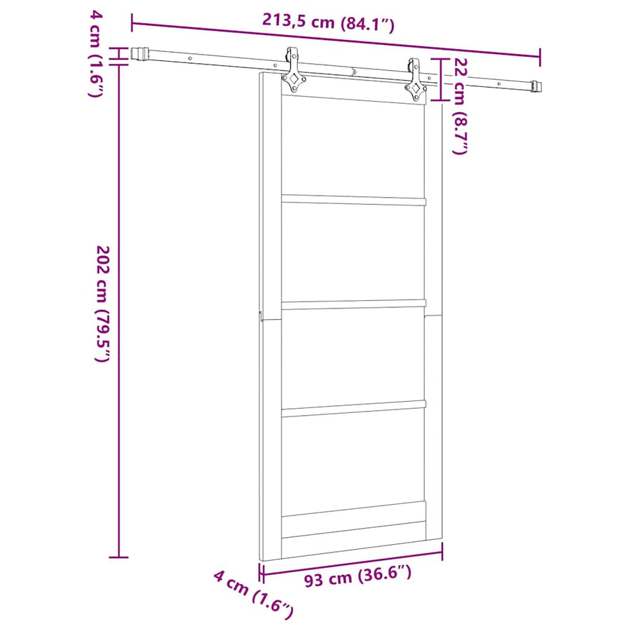 Schuifdeur Anders Hout En Metaal 93 x 211 cm