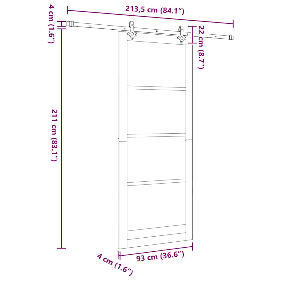 Schuifdeur Anders Bruin Hout En Metaal 93 x 232 cm