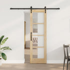 Sliding Door Natural 61 X 198.5 Cm Solid Pine Wood And Glass