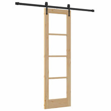Schuifdeur Naturel 61 X 198,5 Cm Massief Grenenhout En Glas