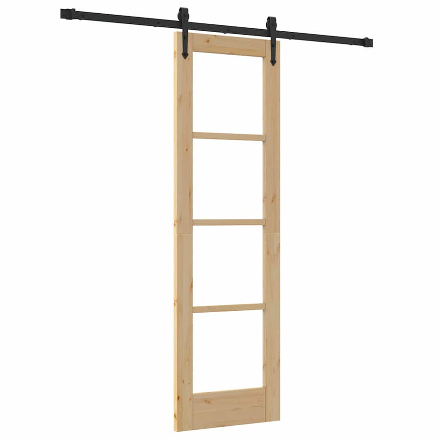 Schuifdeur Naturel 61 X 198,5 Cm Massief Grenenhout En Glas