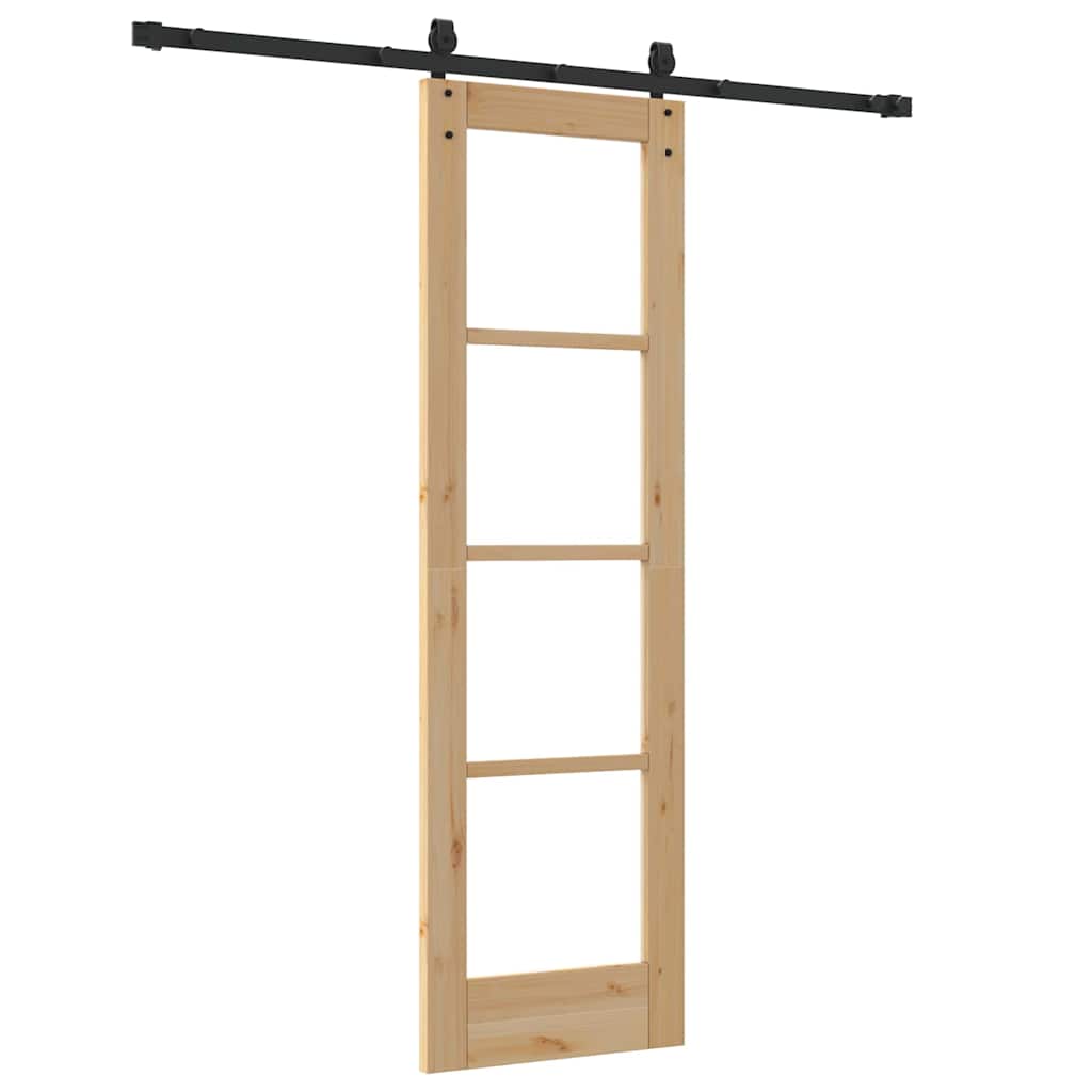Schuifdeur Naturel 61 X 198,5 Cm Massief Grenenhout En Glas