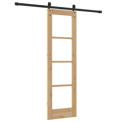 Schuifdeur Naturel 61 X 198,5 Cm Massief Grenenhout En Glas