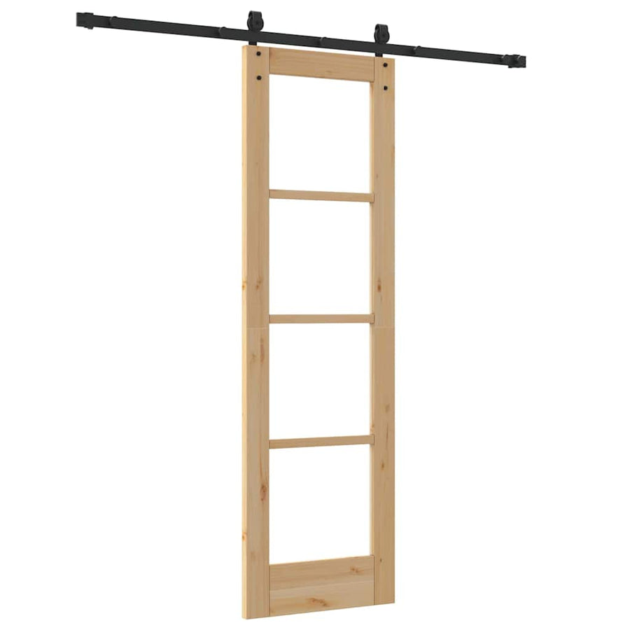 Schuifdeur Naturel 61 X 198,5 Cm Massief Grenenhout En Glas