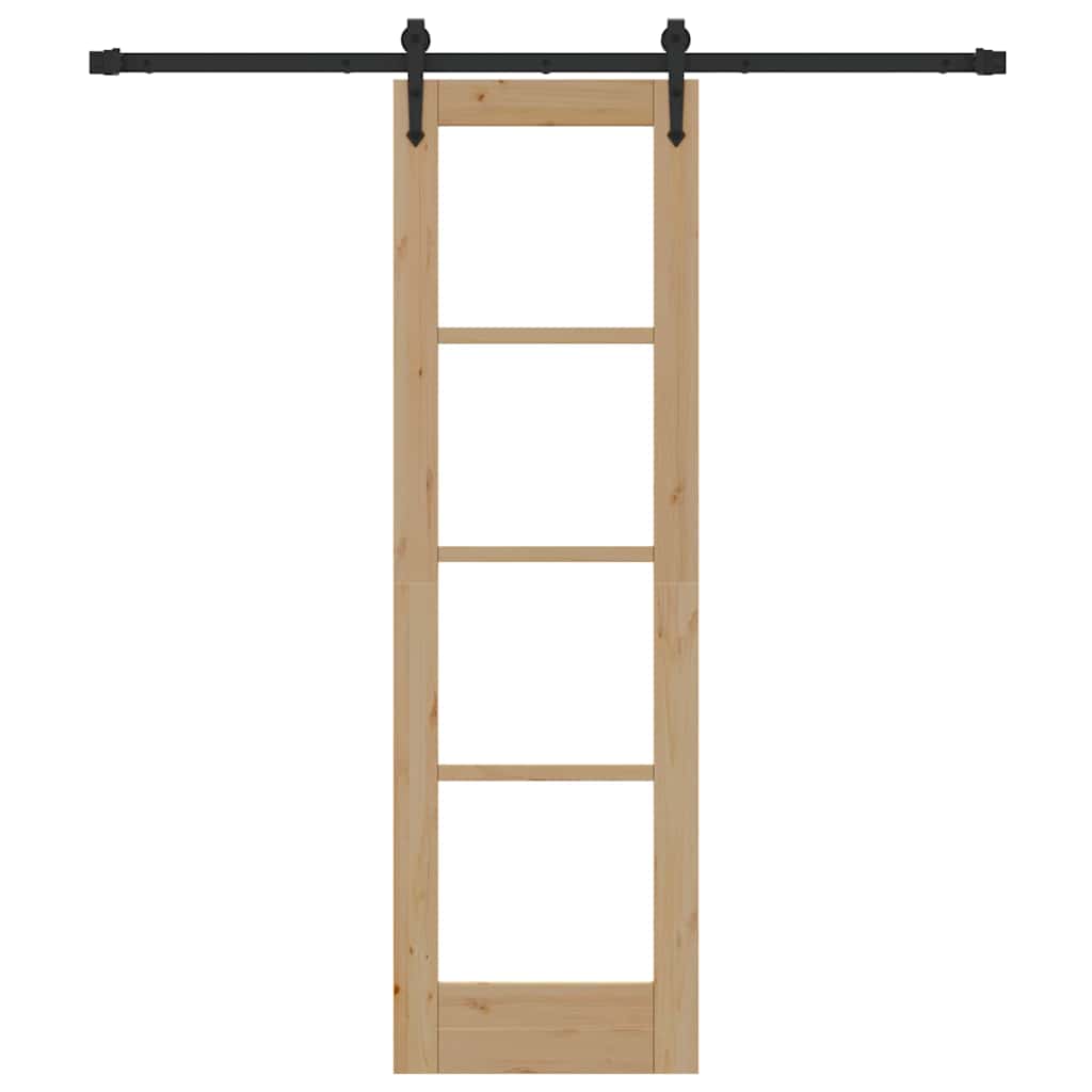 Schuifdeur Naturel 61 X 198,5 Cm Massief Grenenhout En Glas