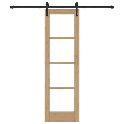 Schuifdeur Naturel 61 X 198,5 Cm Massief Grenenhout En Glas