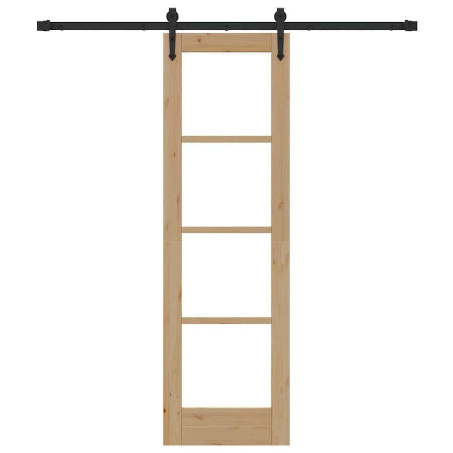 Schuifdeur Naturel 61 X 198,5 Cm Massief Grenenhout En Glas
