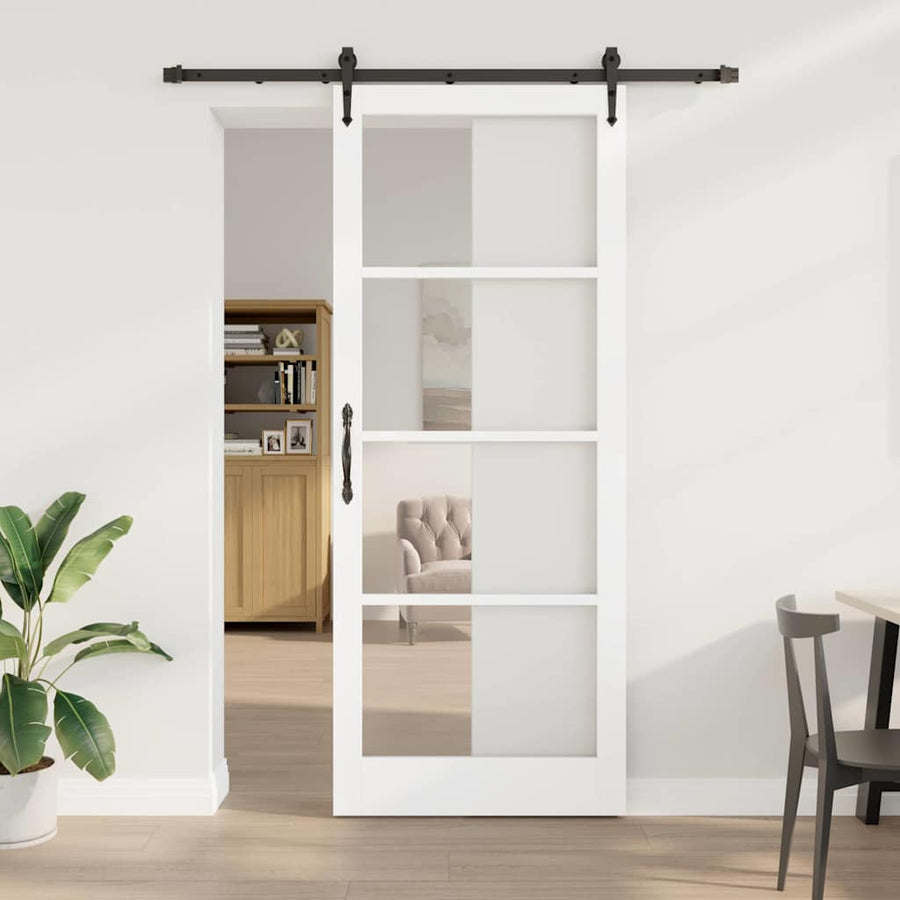 Schuifdeur Hout En Metaal Wit En Zwart 93 x 232 cm