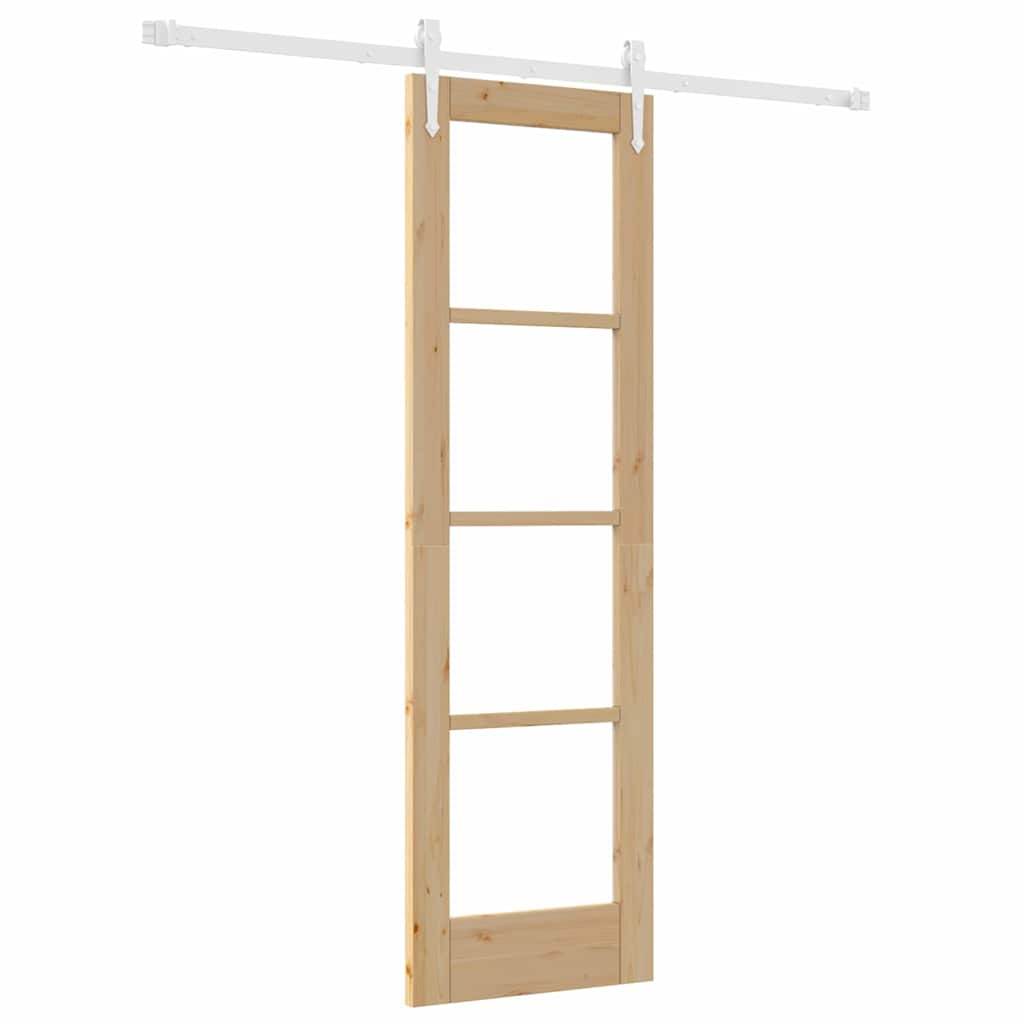 Schuifdeur Naturel 61 X 198,5 Cm Massief Grenenhout En Glas