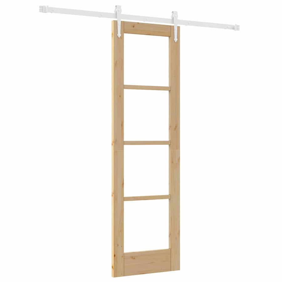 Schuifdeur Naturel 61 X 198,5 Cm Massief Grenenhout En Glas