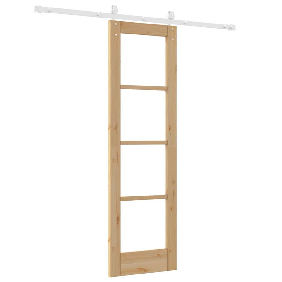 Schuifdeur Naturel 61 X 198,5 Cm Massief Grenenhout En Glas