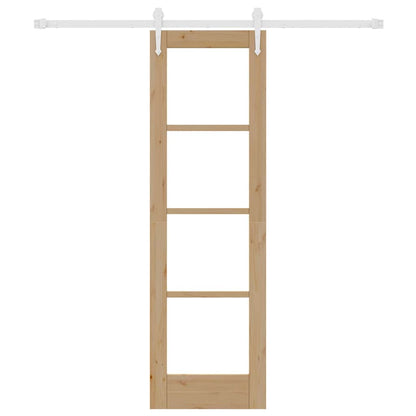 Schuifdeur Naturel 61 X 198,5 Cm Massief Grenenhout En Glas