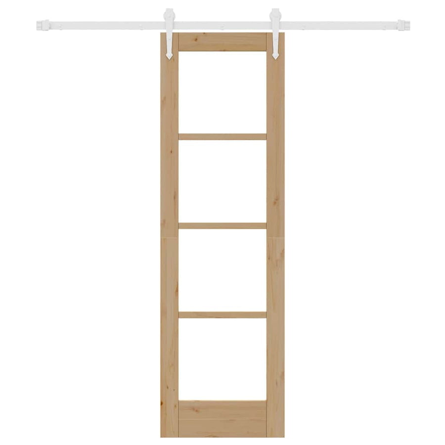 Schuifdeur Naturel 61 X 198,5 Cm Massief Grenenhout En Glas