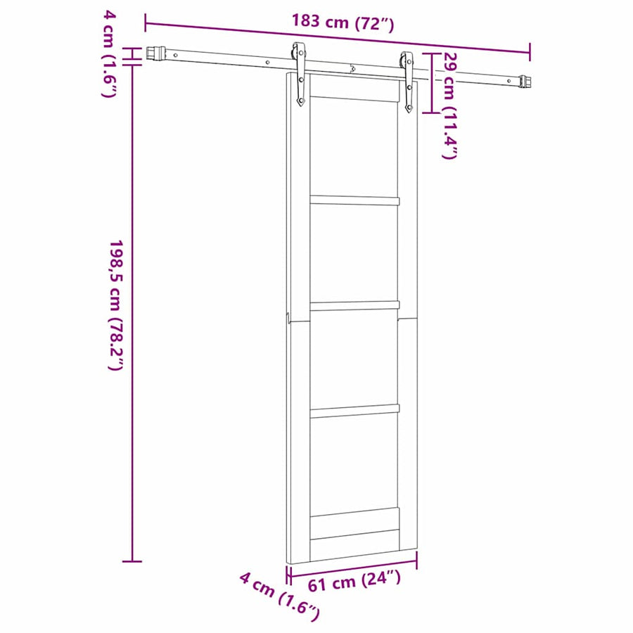 Schuifdeur Naturel 61 X 198,5 Cm Massief Grenenhout En Glas