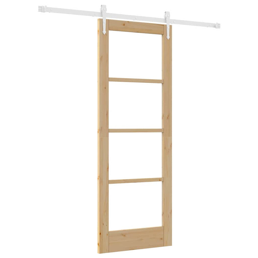 Schuifdeur Naturel 73,5 X 198,5 Cm Massief Grenenhout En Glas
